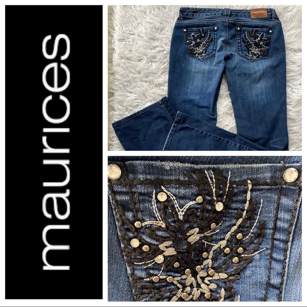 Maurices 3/4 Boot cut rhinestone buttons
